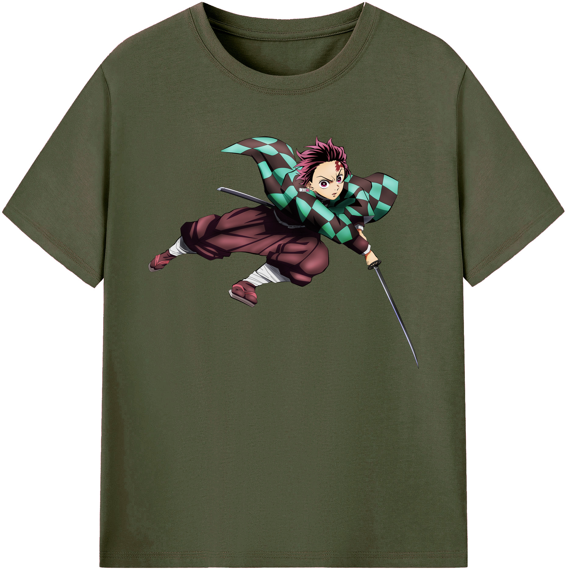 （画像用） 鬼滅の刃 竈門 炭治郎／かまど たんじろう Kamado Tanjirou 綿100％ メンズ半袖Tシャツ｜肌触りやわらか＆通気性